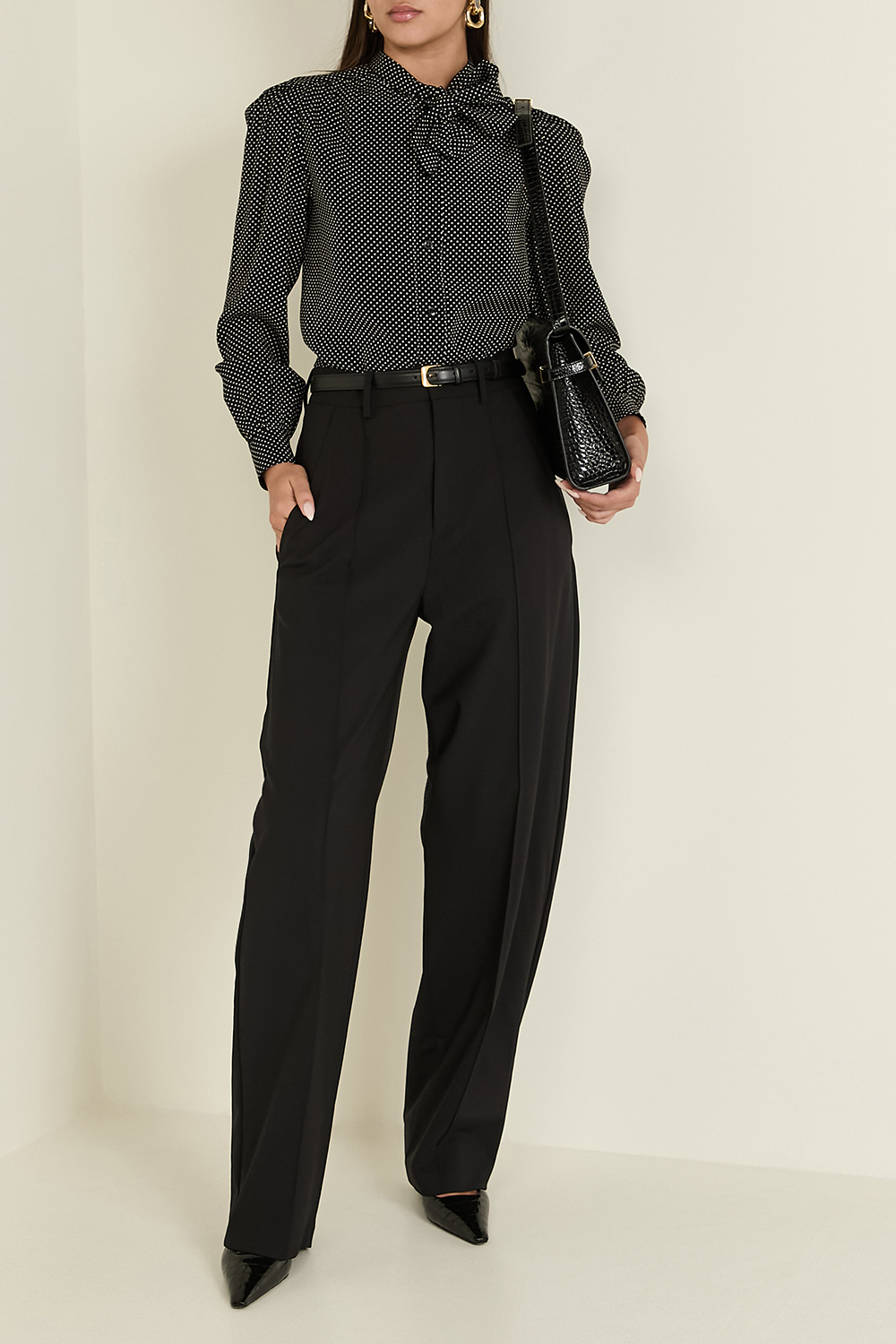 חולצה מכופתרת ממשי SAINT LAURENT